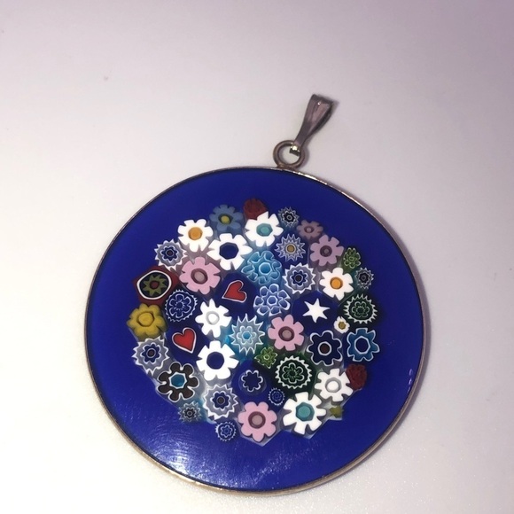 VTG Murano Millefiori Gold Tone 925 Pendant w 1/20 14k Gold Fill Chain 19” & 2” - Picture 6 of 12